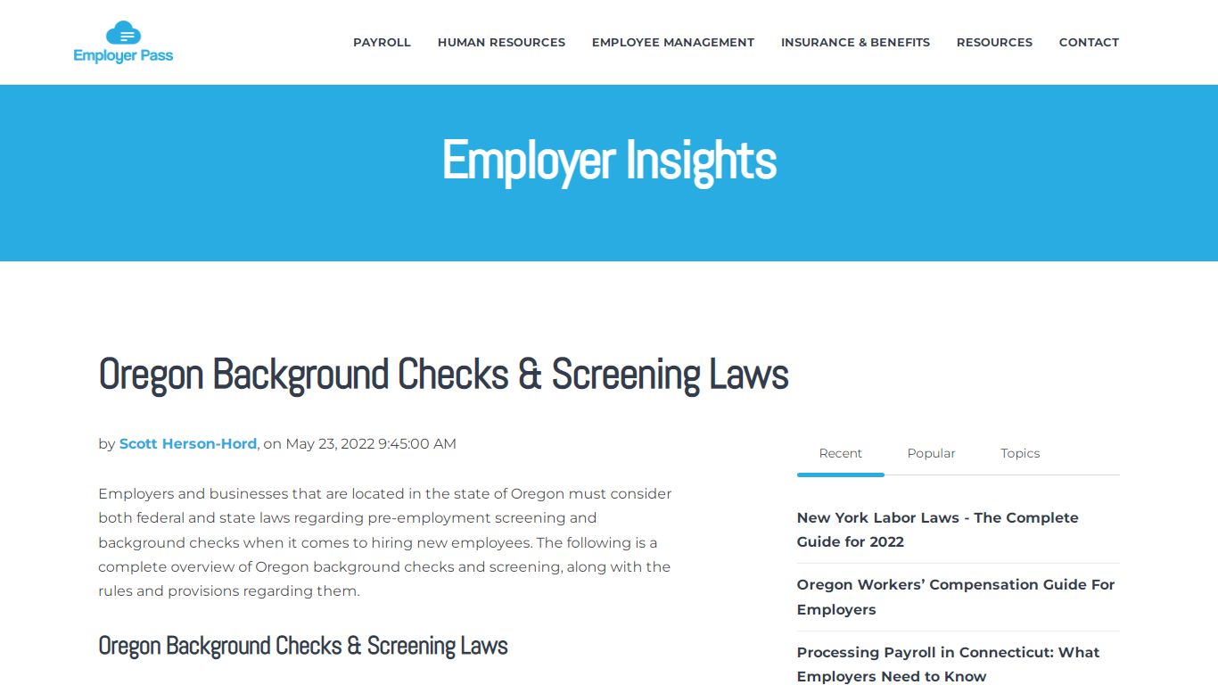 Oregon Background Checks & Screening Laws - Employer Pass